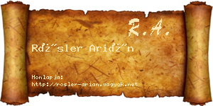 Rösler Arián névjegykártya